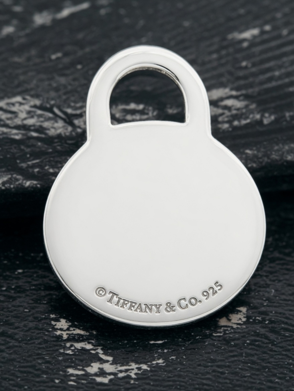 Tiffany & Co Medium Engravable Blank Round Tag  Pendant Sterling Silver